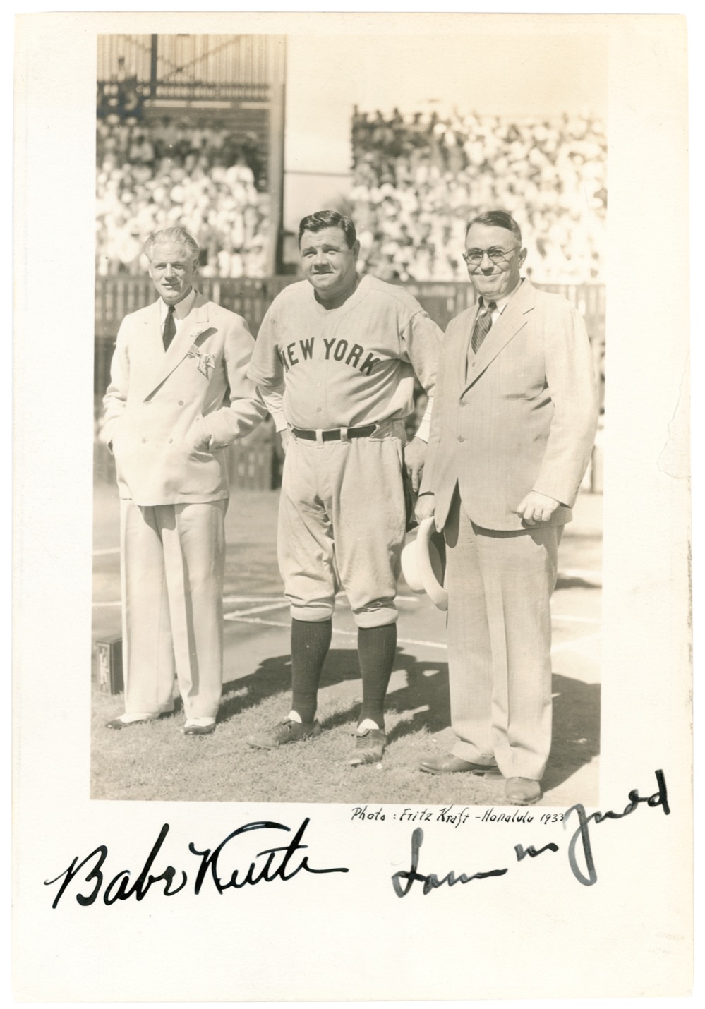 Babe Ruth Extraordinary Near Pristine RUTH Photo Signed During His