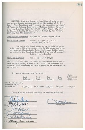 Lot #7386 Thomas A. Edison, Inc. Executive Committee Ledger - Image 14