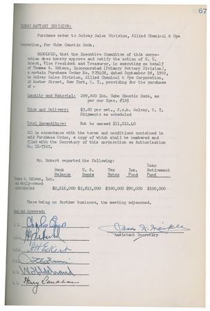 Lot #7386 Thomas A. Edison, Inc. Executive Committee Ledger - Image 31