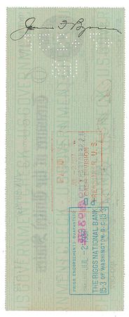 Lot #7301 James F. Byrnes Signed Check - Image 1