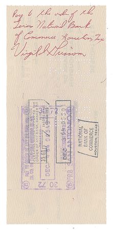 Lot #7517 Gus Grissom Triple-Signed Check - Image 2