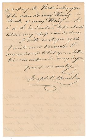 Lot #7293 Joseph P. Bradley Autograph Letter Signed - Image 2