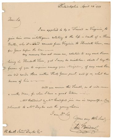 Lot #7237 Elias Boudinot Autograph Letter Signed - Image 1