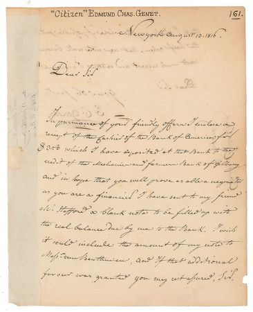 Lot #7455 Edmond-Charles Genet Autograph Letter Signed - Image 1