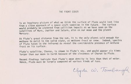 Lot #7395 Clyde W. Tombaugh Signed Souvenir Typescripts - Image 1