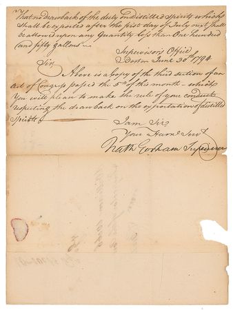 Lot #7208 Nathaniel Gorham Document Signed - Image 1