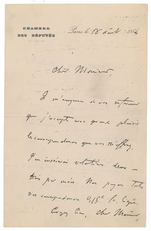 Lot #7406 Georges Clémenceau Autograph Letter Signed - Image 1