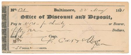 Lot #7123 Charles Carroll of Carrollton Signed Check - Image 1