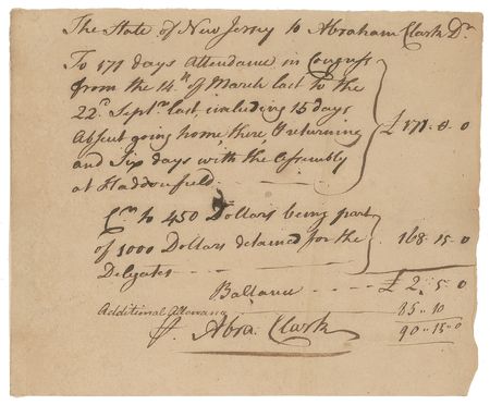 Lot #7126 Abraham Clark Autograph Document Signed - Image 1