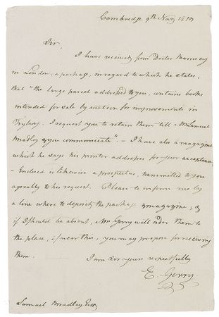Lot #7135 Elbridge Gerry Autograph Letter Signed - Image 1
