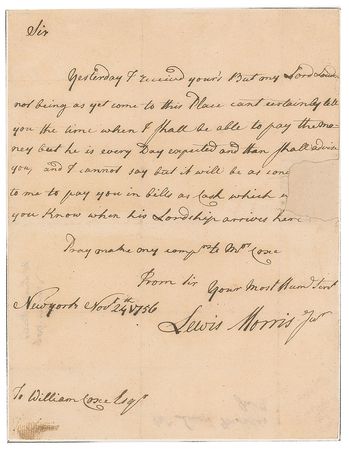 Lot #7159 Lewis Morris Autograph Letter Signed - Image 1
