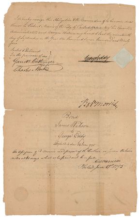 Lot #7158 Robert Morris and James Wilson Document Signed - Image 1