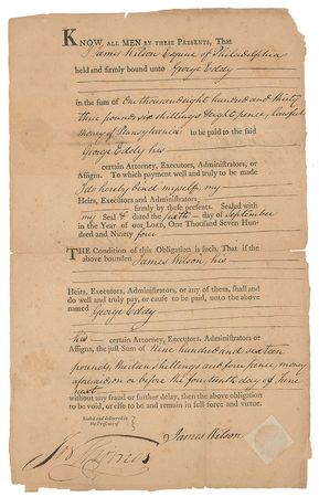 Lot #7158 Robert Morris and James Wilson Document Signed - Image 2