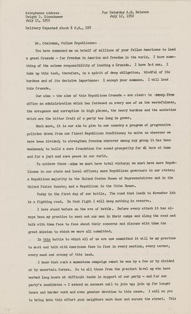 Lot #7107 Dwight D. Eisenhower Souvenir Typescript - Image 1