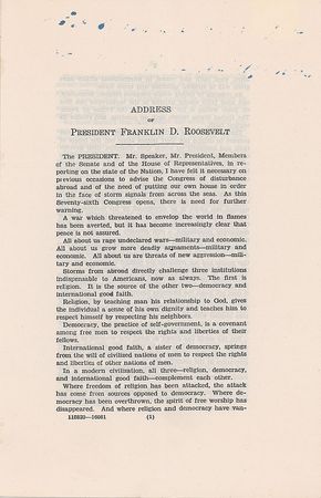 Lot #7100 Franklin D. Roosevelt Signed Booklet: '1939 State of the Union' - Image 3