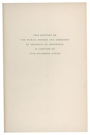 Lot #7097 Franklin D. Roosevelt Signed Book Set: 'Public Papers and Addresses, 1928-1936' - Image 4