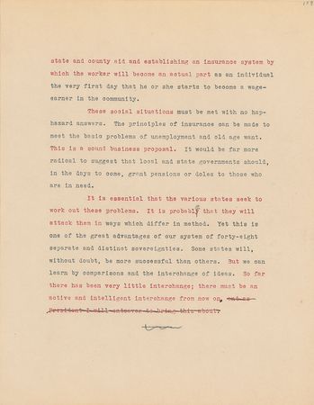 Lot #7101 Franklin D. Roosevelt Hand-Corrected Manuscript: 'Looking Forward' - Image 3