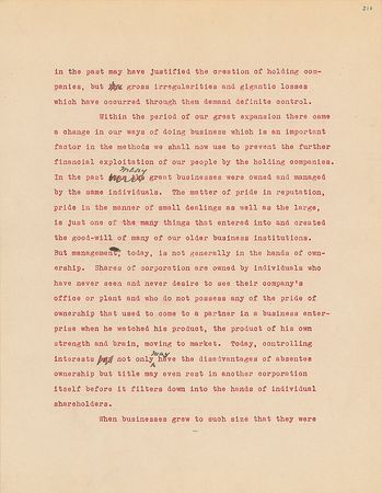 Lot #7101 Franklin D. Roosevelt Hand-Corrected Manuscript: 'Looking Forward' - Image 7
