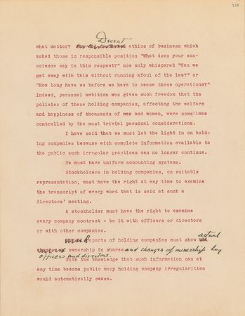 Lot #7101 Franklin D. Roosevelt Hand-Corrected Manuscript: 'Looking Forward' - Image 10