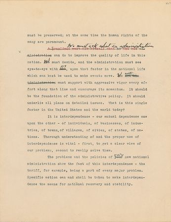 Lot #7101 Franklin D. Roosevelt Hand-Corrected Manuscript: 'Looking Forward' - Image 13