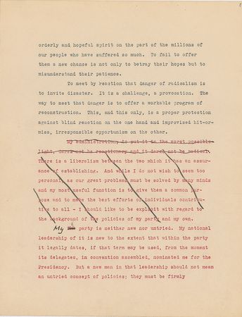 Lot #7101 Franklin D. Roosevelt Hand-Corrected Manuscript: 'Looking Forward' - Image 17