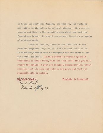 Lot #7101 Franklin D. Roosevelt Hand-Corrected Manuscript: 'Looking Forward' - Image 18