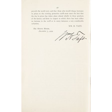 Lot #7073 William H. Taft Signed Booklet: '1909 State of the Union' - Image 4