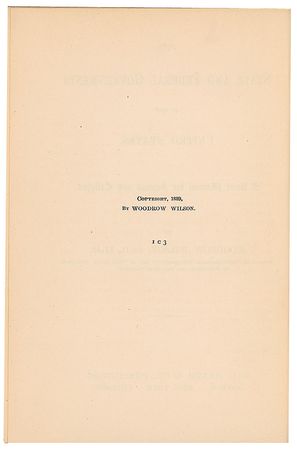 Lot #7082 Woodrow Wilson Signed Book: 'The State and Federal Governments of the United States' - Image 4