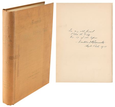 Lot #7102 Franklin D. Roosevelt Signed Book: 'Records of the Town of Hyde Park' - Image 1
