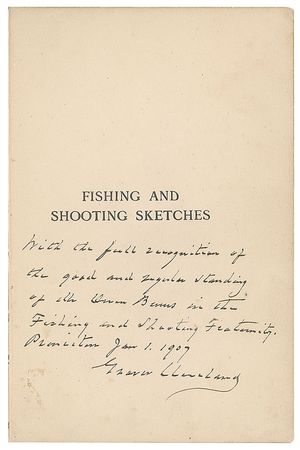 Lot #7046 Grover Cleveland Signed Book: 'Fishing and Shooting Sketches' - Image 2