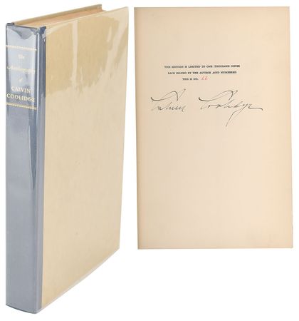 Lot #7089 Calvin Coolidge Signed Book: 'The Autobiography of Calvin Coolidge' - Image 1