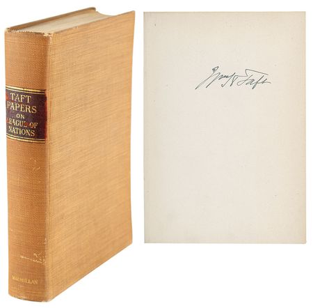 Lot #7069 William H. Taft Signed Book: 'Papers on League of Nations' - Image 1