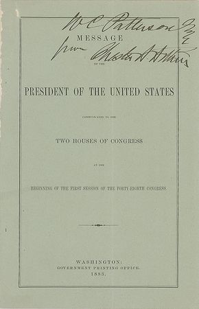 Lot #7042 Chester A. Arthur Signed Booklet: '1883 State of the Union' - Image 1