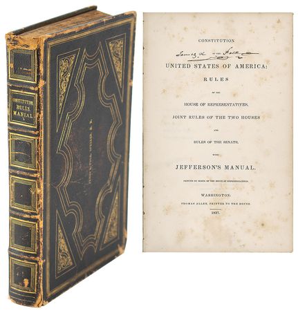 Lot #7018 James K. Polk Signed Book: 'Constitution of the United States of America: Rules of the House of Representatives' - Image 1