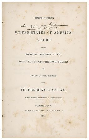 Lot #7018 James K. Polk Signed Book: 'Constitution of the United States of America: Rules of the House of Representatives' - Image 2