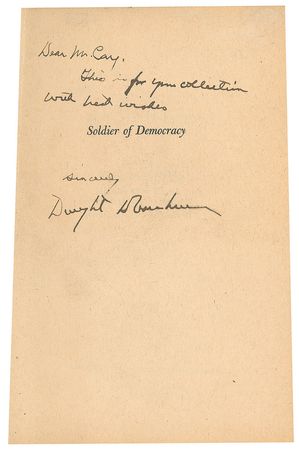 Lot #7106 Dwight D. Eisenhower Signed Book: 'Soldier of Democracy' - Image 2