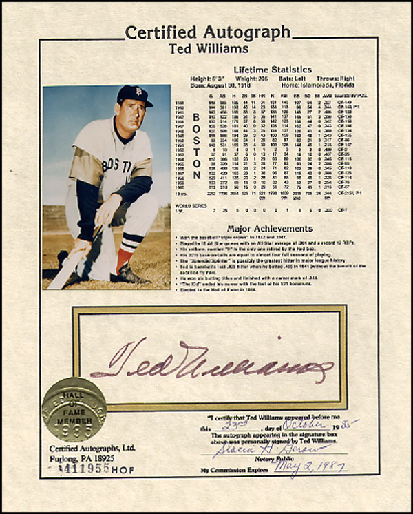 Lot 2203 Ted Williams