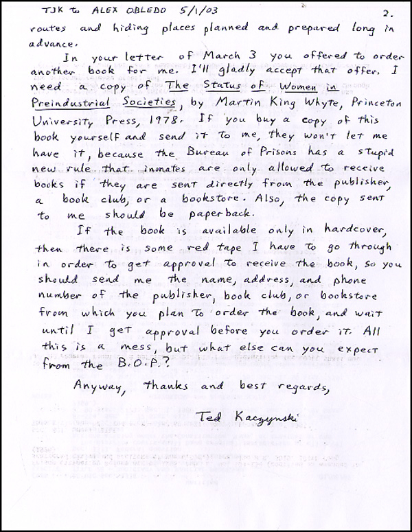 Lot 164 Theodore Kaczynski