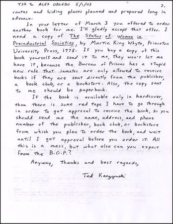 Lot #164 Theodore Kaczynski - Image 1