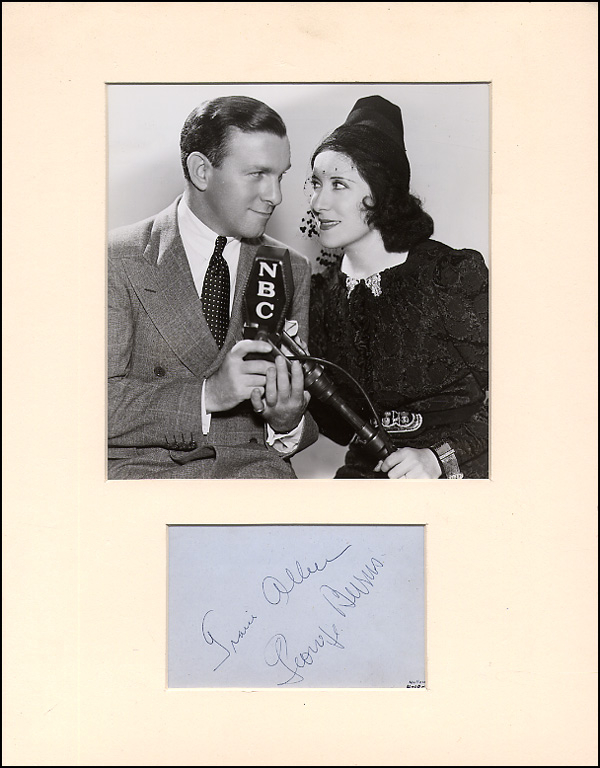 Lot 1056 George Burns and Gracie Allen