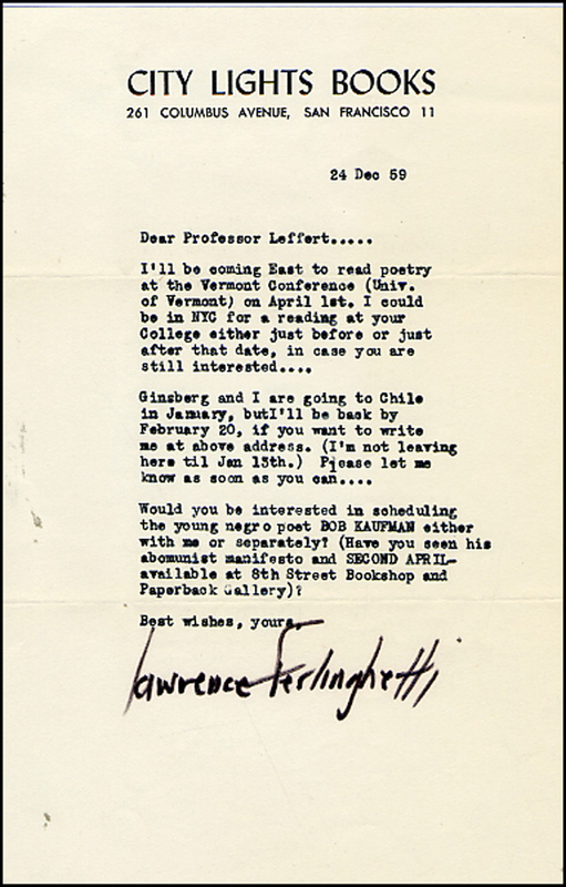 Lot 396 Lawrence Ferlinghetti