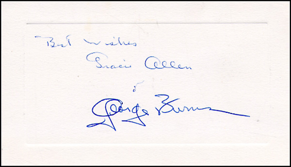 Lot 1055 George Burns and Gracie Allen