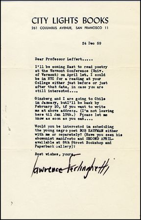 Lot #396 Lawrence Ferlinghetti - Image 1