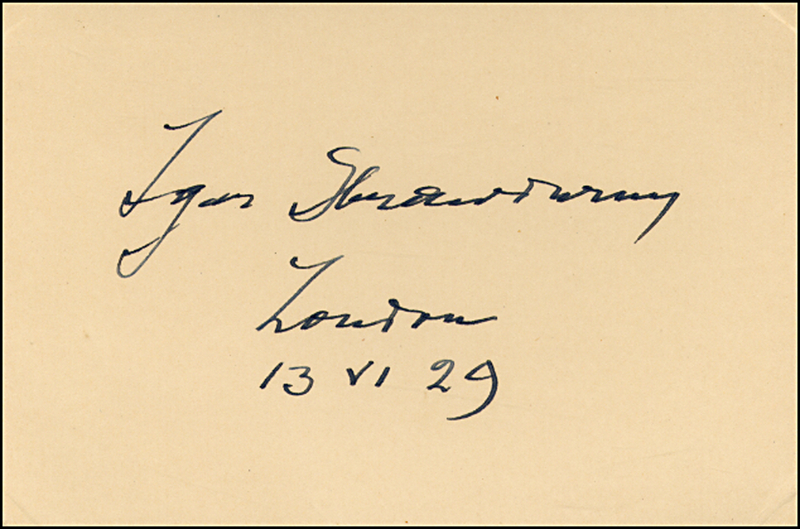 Lot 878 Igor Stravinsky