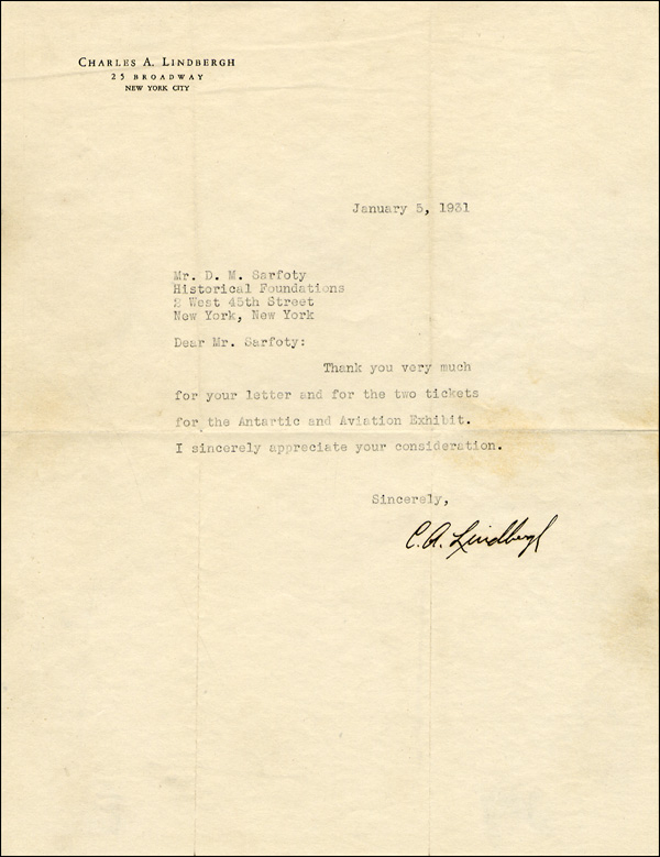 Lot 439 Charles Lindbergh