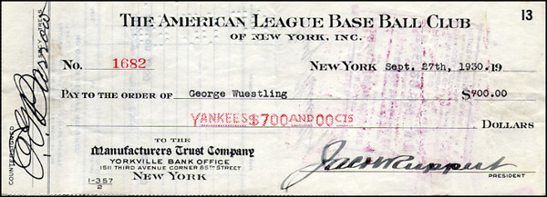 Lot 2553 Jacob Ruppert & Ed Barrow