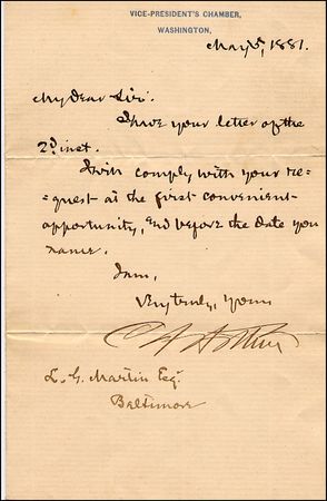 Lot #6 Chester A. Arthur