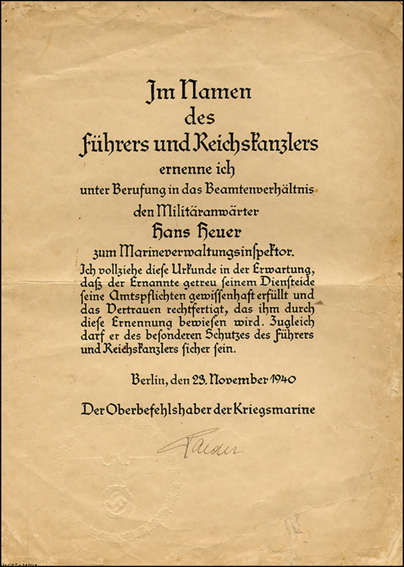 Lot 709 Erich Raeder