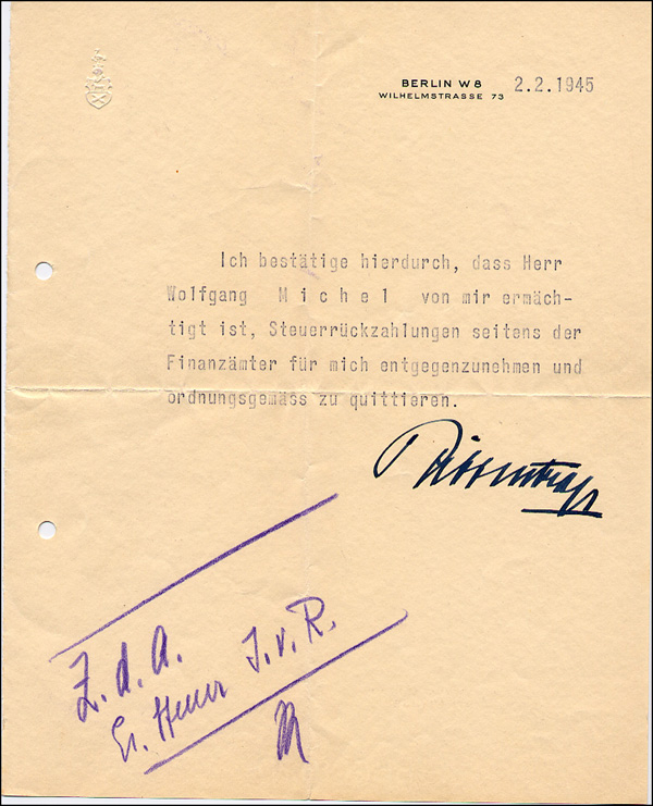 Lot 721 Joachim von Ribbentrop