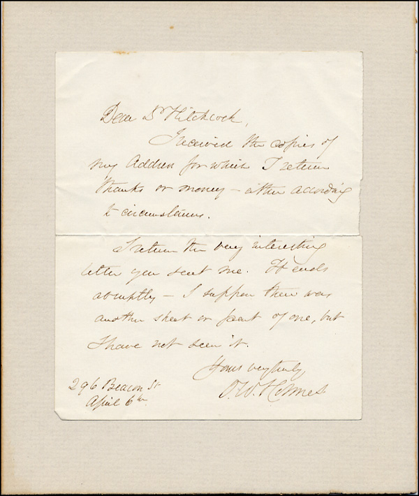 Lot 876 Oliver Wendell Holmes, Sr.